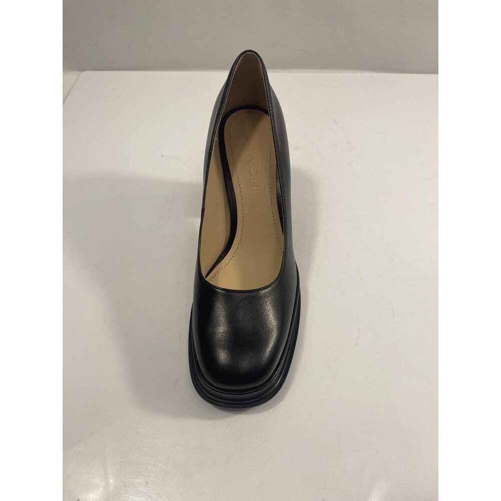 Coach Sculpt C Lth Pump Shoes Women's Size 7 Black Block Heel Pumps Dressy - Picture 5 of 15